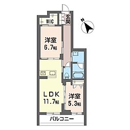 ティエンポ フェリズ I 2LDKの間取図画像