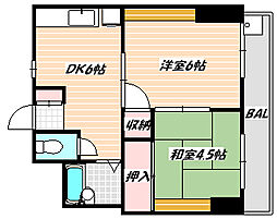 かねしちマンション 2DKの間取図画像