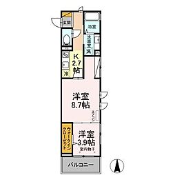 ベルフロレゾン ワンルームの間取図画像