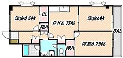 サントミグランドールマンション 3DKの間取図画像
