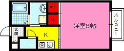 サンモールD棟 1Kの間取図画像