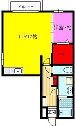 カーサ・エクレールA 1LDKの間取図画像