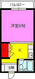 ディアハイム鴻池 1Kの間取図画像