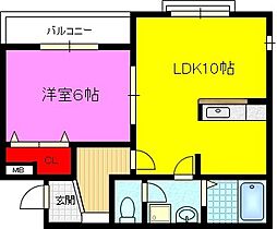エム・ソーレ 1LDKの間取図画像