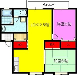 タナカハイツB 2LDKの間取図画像