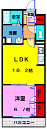 メゾンリヴィエール 1LDKの間取図画像