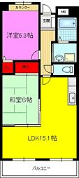 レオン住道 2LDKの間取図画像
