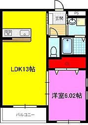 ネージュ本庄口 1LDKの間取図画像