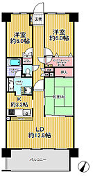 レイディアントシティ印西牧の原A棟 3LDKの間取図画像