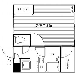 スカイコールふきあげ 3階1Kの間取り