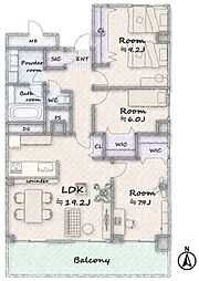 西大島ビューハイツ 3LDKの間取図画像