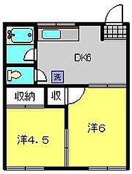 希望ケ丘レジデンス 2DKの間取図画像