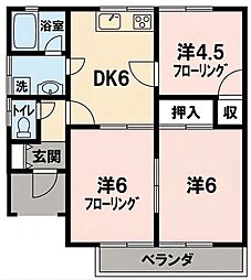 レジデンスエルム2 3DKの間取図画像