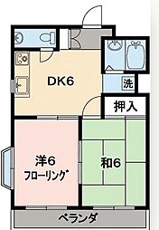 クリエールヤマニ 2DKの間取図画像