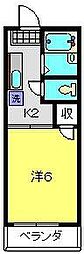 オークハイツ 1Kの間取図画像