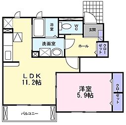 モデラート 1LDKの間取図画像