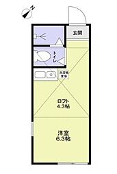 ユナイト上星川ポールパイアチェック ワンルームの間取図画像