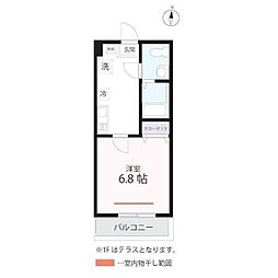 QUIET CRAB HOUSE ESSATO(クワイエット 1Kの間取図画像