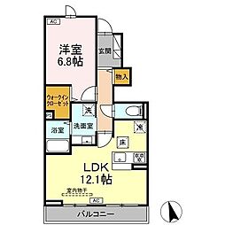 レジデンスK(ResidenceK)102 1LDKの間取図画像