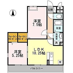 ソレイユB 2LDKの間取図画像