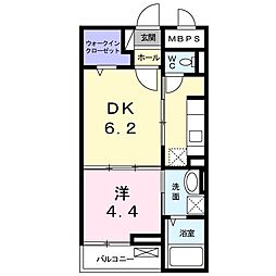 サンライズエムズ 1DKの間取図画像