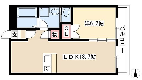 メゾン苺 ｜愛知県北名古屋市九之坪竹田(賃貸アパート1LDK・2階・42.40㎡)の写真 その2