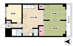 ジュネス21 4階3DKの間取り