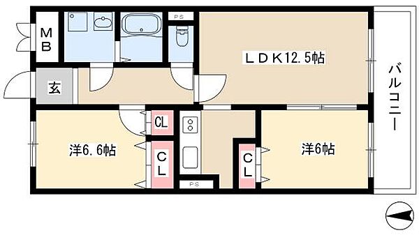 グレイスカーサ ｜愛知県清須市阿原八幡(賃貸マンション2LDK・3階・55.17㎡)の写真 その2