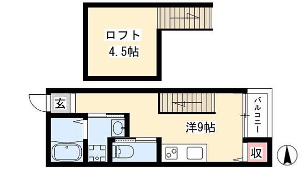 フレクール浄心 ｜愛知県名古屋市西区名西2丁目(賃貸アパート1R・2階・20.30㎡)の写真 その2