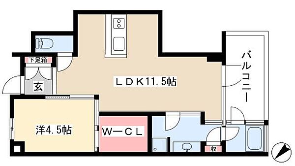 SK　BUILDING-7 ｜愛知県名古屋市西区山木2丁目(賃貸マンション1LDK・2階・43.05㎡)の写真 その2