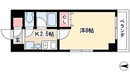 レージュ　ウエスト 2階1Kの間取り