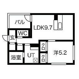 Solskjr 1階1LDKの間取り