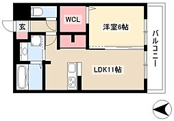 HOURAIマンション 2階1LDKの間取り