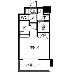 ライジングコート名古屋駅前東 2階ワンルームの間取り