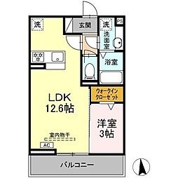 プラムVI 1階1LDKの間取り