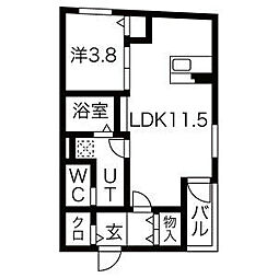 MS OOSUGI 2階1LDKの間取り