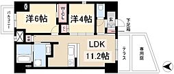 プレイズシード浅間町 1階2LDKの間取り