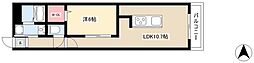 アケイシャ 2階1LDKの間取り