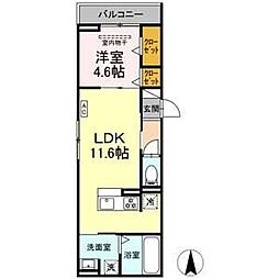 Flegley 3階1LDKの間取り