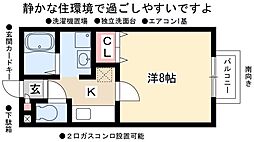 パセオ稲生 2階1Kの間取り