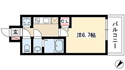 メインステージ名古屋 ノースマーク 11階1Kの間取り