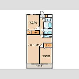 メゾンカワグチ 3階2LDKの間取り
