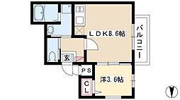 Ｃｈａｒｍｅ　Ｓａｉｓｏｎ 1階1LDKの間取り