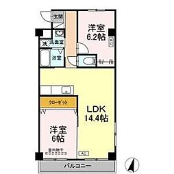 テネラメンテ 2階2DKの間取り
