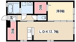 グランコート 3階1LDKの間取り