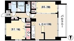 グランディール名古屋 7階2LDKの間取り
