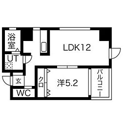 グランデ浄心 3階1LDKの間取り