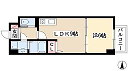 HF名駅北レジデンスEAST 6階1LDKの間取り