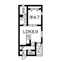 DELA香呑 1LDKの間取図画像