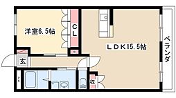 Ｓｕｎ　Ｇｒｅｅｎ　Ｍ 1階1LDKの間取り